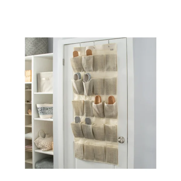 منظم أحذية بـ 20 جيبًا - 10 أزواج - من قماش الجوت غير المنسوج