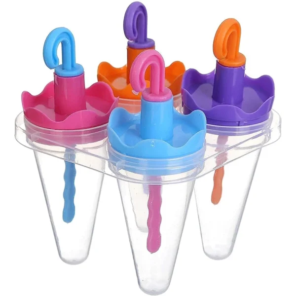 4 Holes Plastic Ice Cream Stick Mold, Multicolor