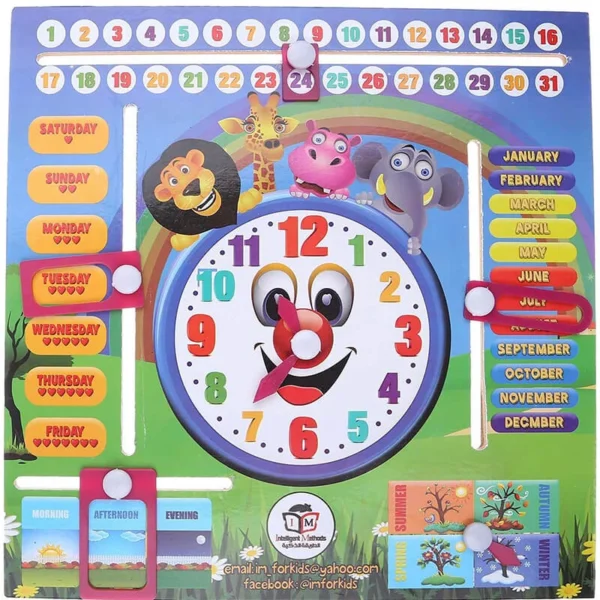 Clock and Calendar Puzzle for Kids  Multi Color