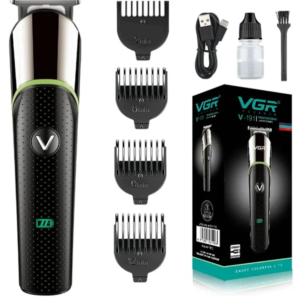 VGR V-191
Professional Rechargeable Cordless Beard Hair Trimmer Kit with Guide Combs Brush USB Cord