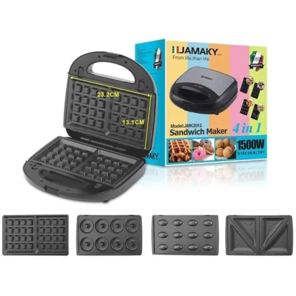 Jamaky 4 in 1 Sandwich, Donut, Waffle, and Nut Maker 1500W 
JMK2012
